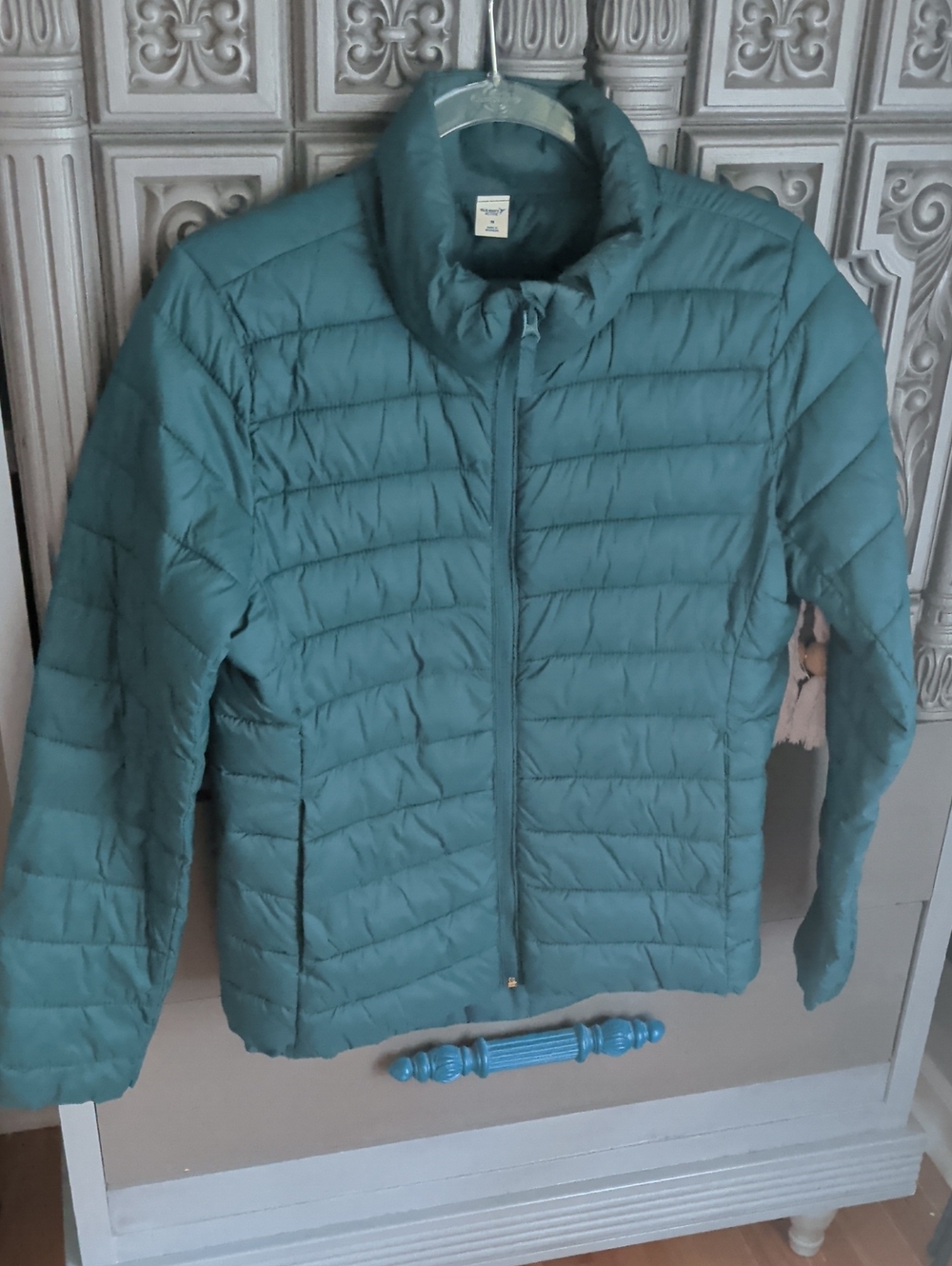 Old Navy Teal Quilted Lightweight Puffer Jacket Packable Medium